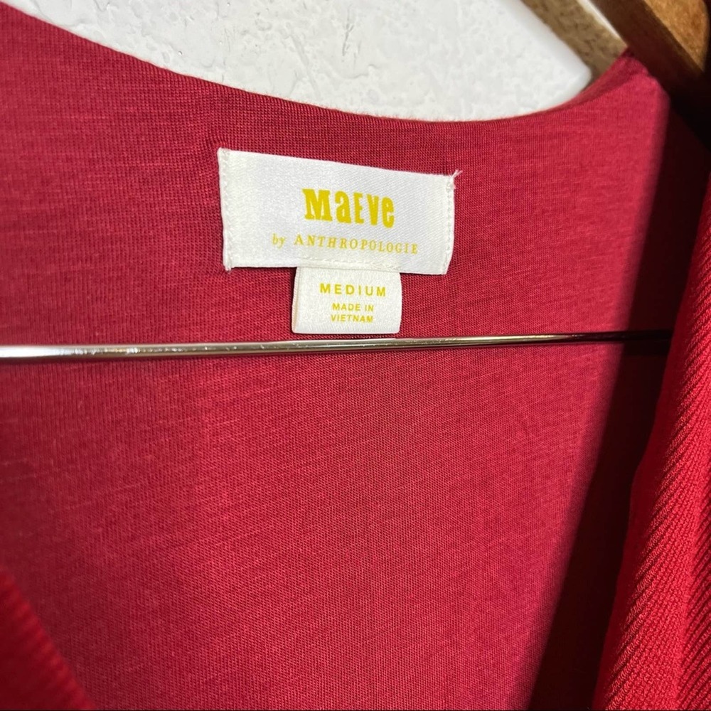 EUC Anthropologie Maeve Red V-Neck Short Sleeve Fit-and-Flare Dress in Medium - Picture 8 of 11